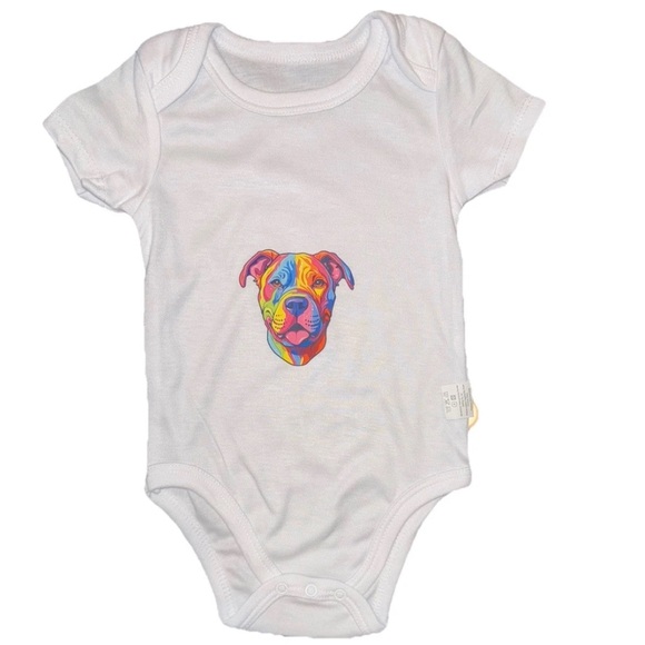 Other - Unisex White Baby One Piece Bodysuit with Graphic Design 6-9 months NWT